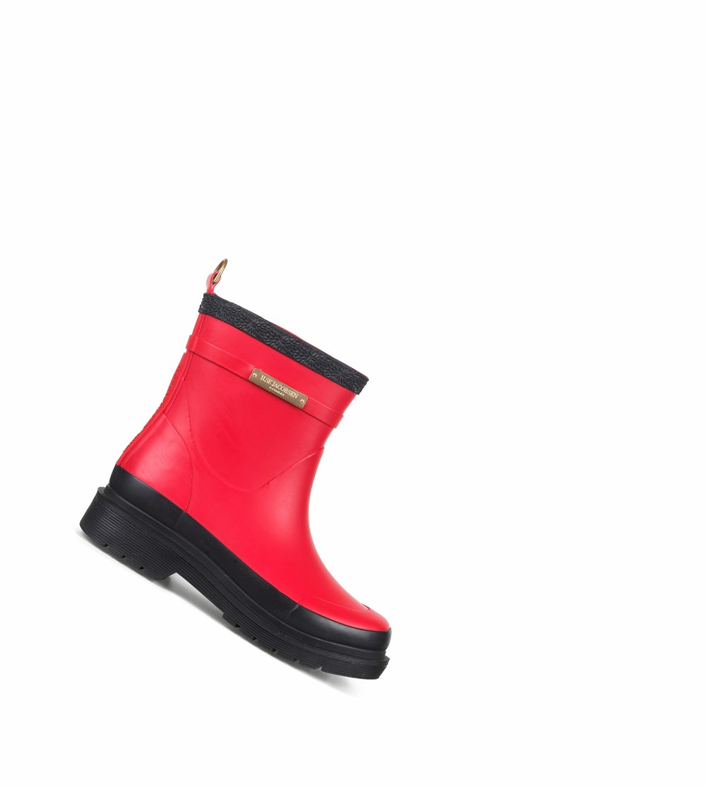 Women\'s Ilse Jacobsen Rain Boots Deep Red | MZ5987246