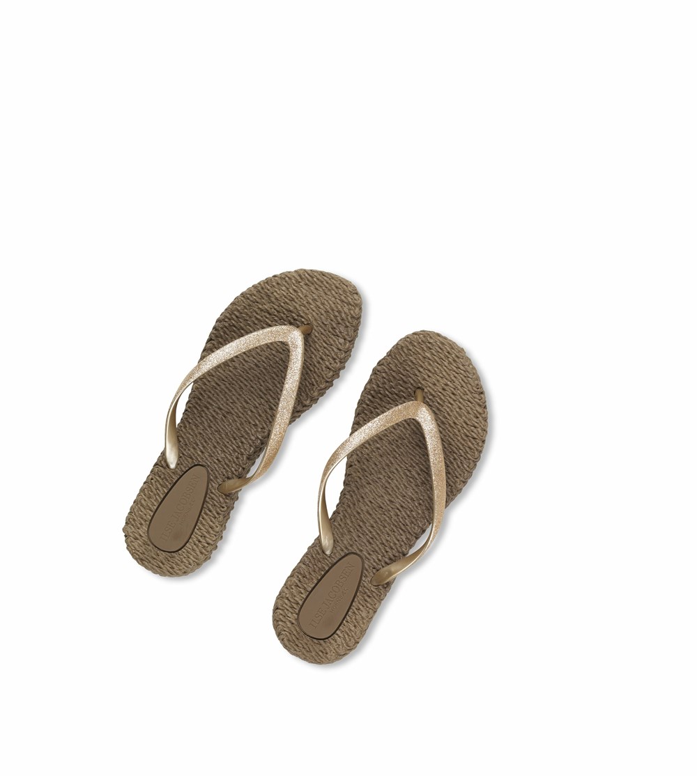 Women's Ilse Jacobsen With Glitter Flip Flops Brown | BI9786432