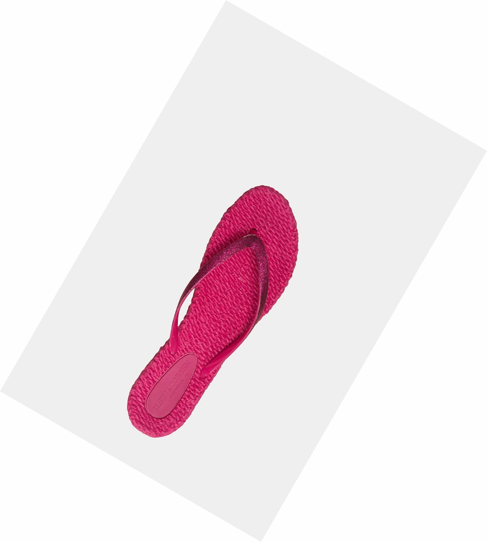 Women's Ilse Jacobsen With Glitter Flip Flops Pink | DW4793682