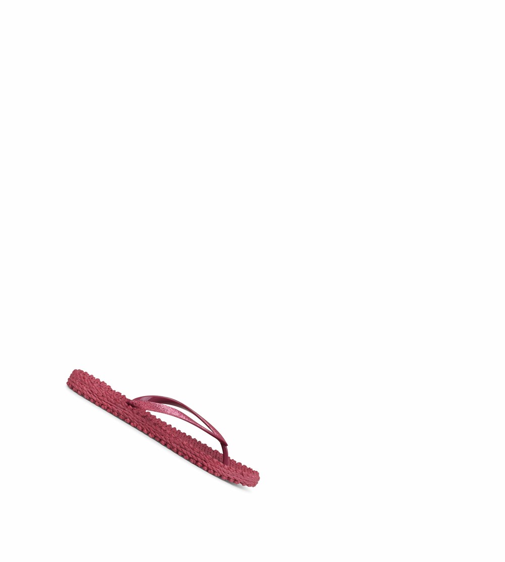 Women's Ilse Jacobsen With Glitter Flip Flops Burgundy | EI3429651