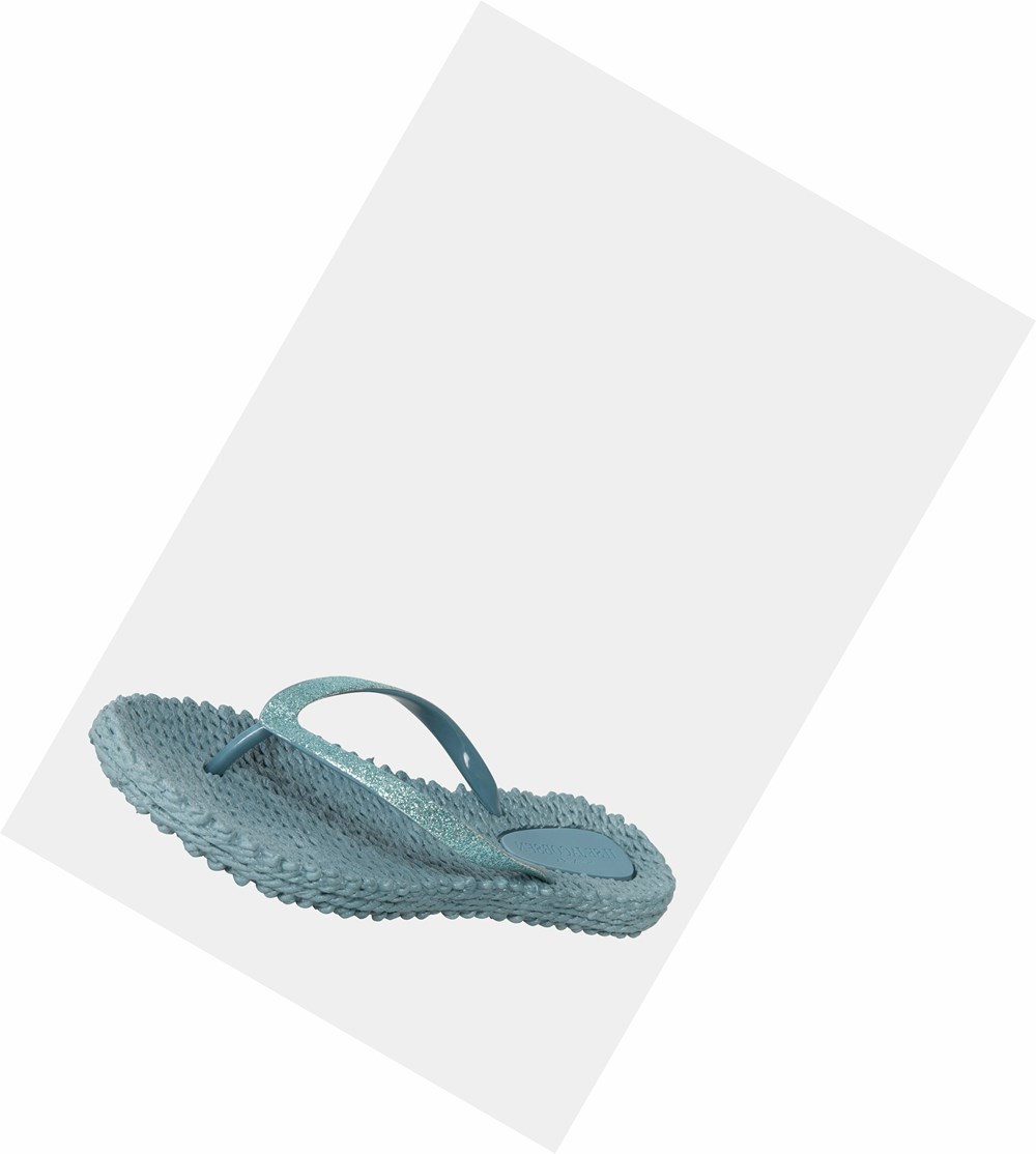 Women's Ilse Jacobsen With Glitter Flip Flops Blue | FI7681452