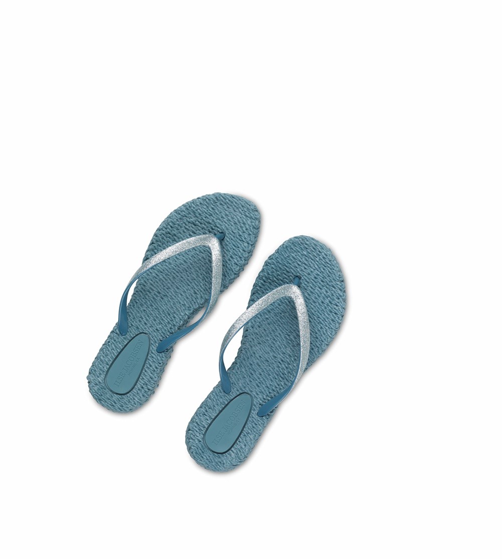 Women's Ilse Jacobsen With Glitter Flip Flops Blue | FI7681452