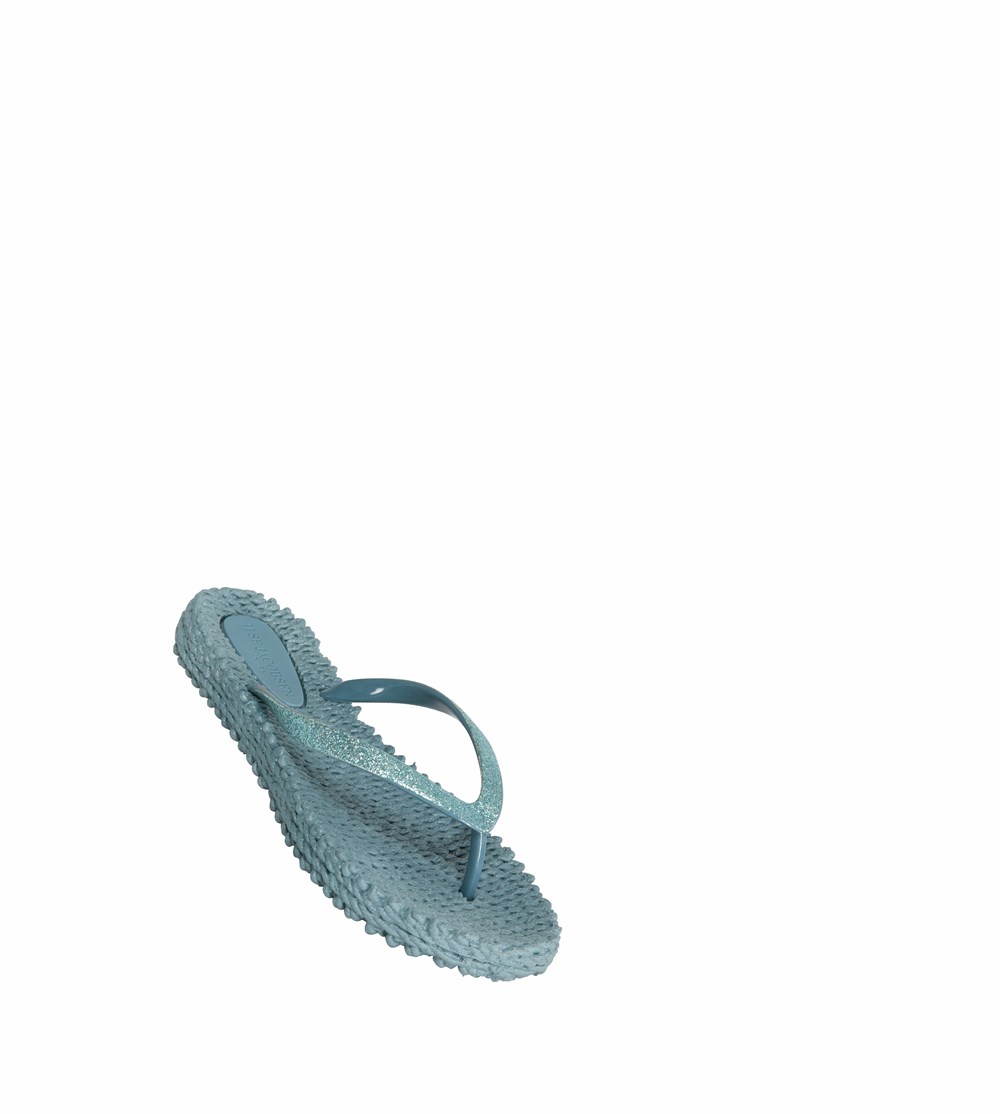 Women's Ilse Jacobsen With Glitter Flip Flops Blue | FI7681452