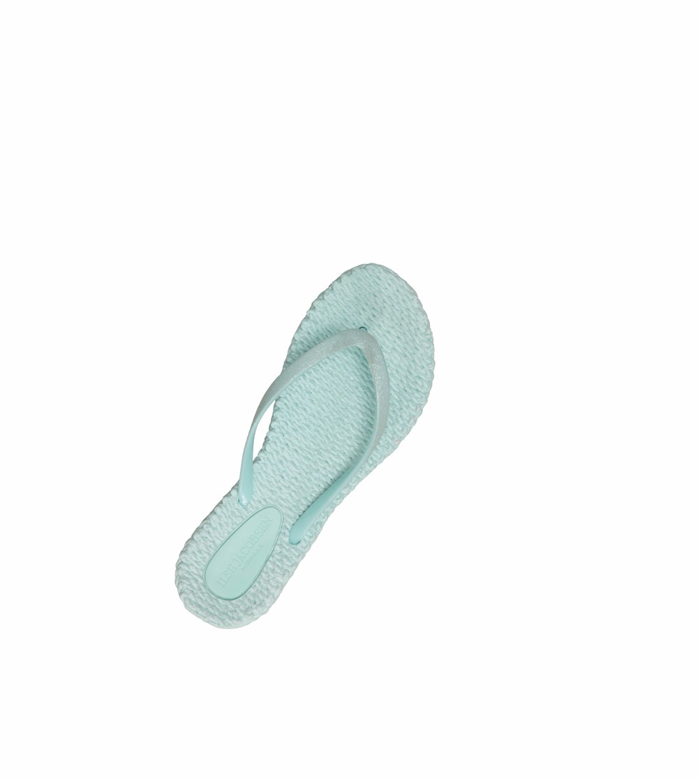 Women's Ilse Jacobsen With Glitter Flip Flops Mint | FQ1637850