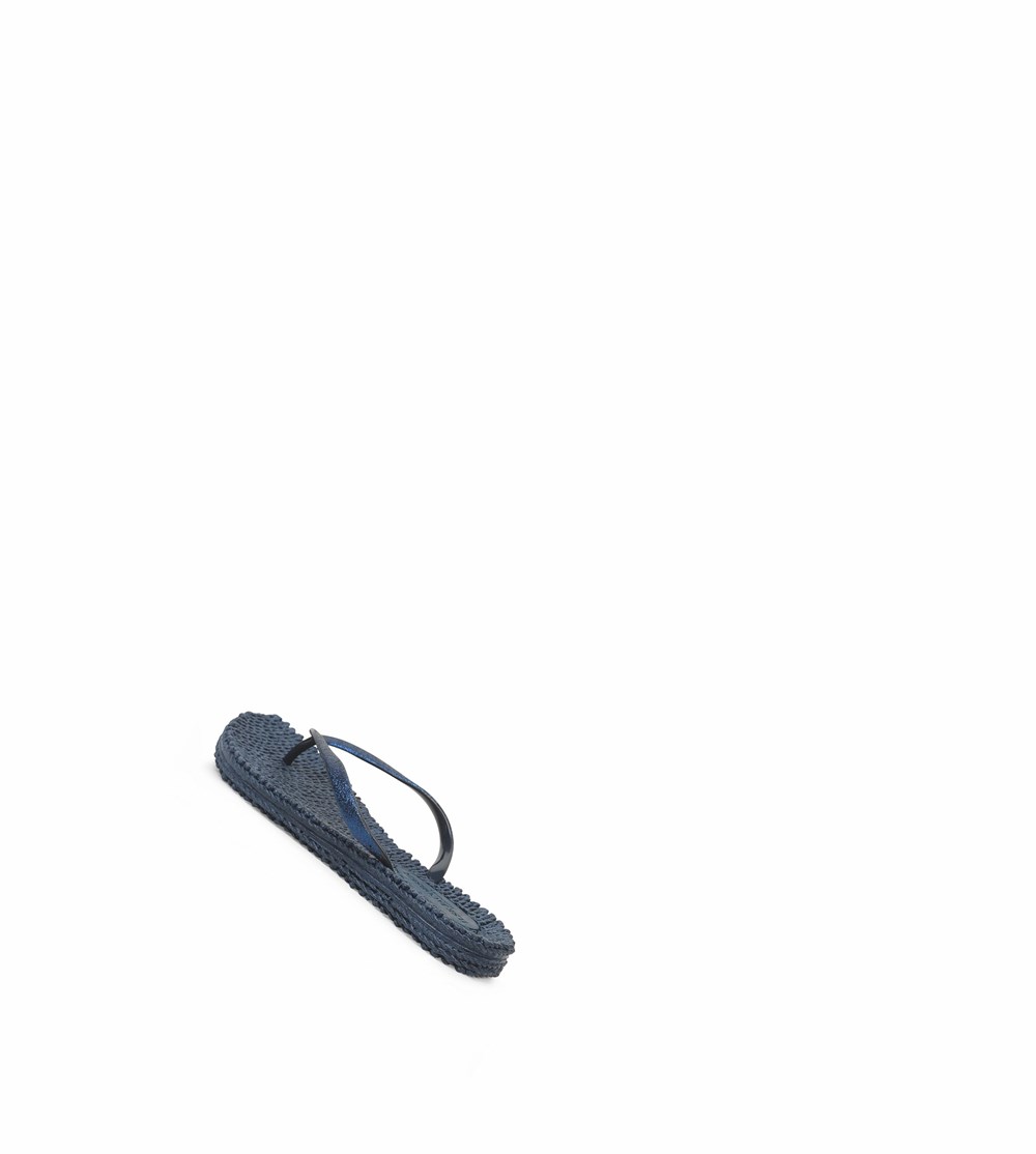 Women's Ilse Jacobsen With Glitter Flip Flops Indigo | JF8529607