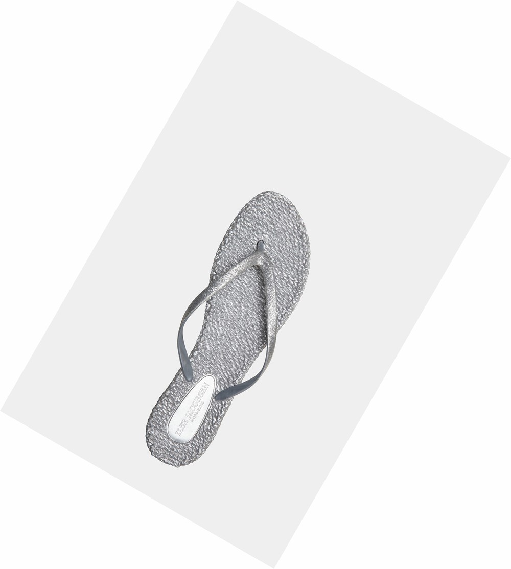 Women's Ilse Jacobsen With Glitter Flip Flops Silver | KV1307895