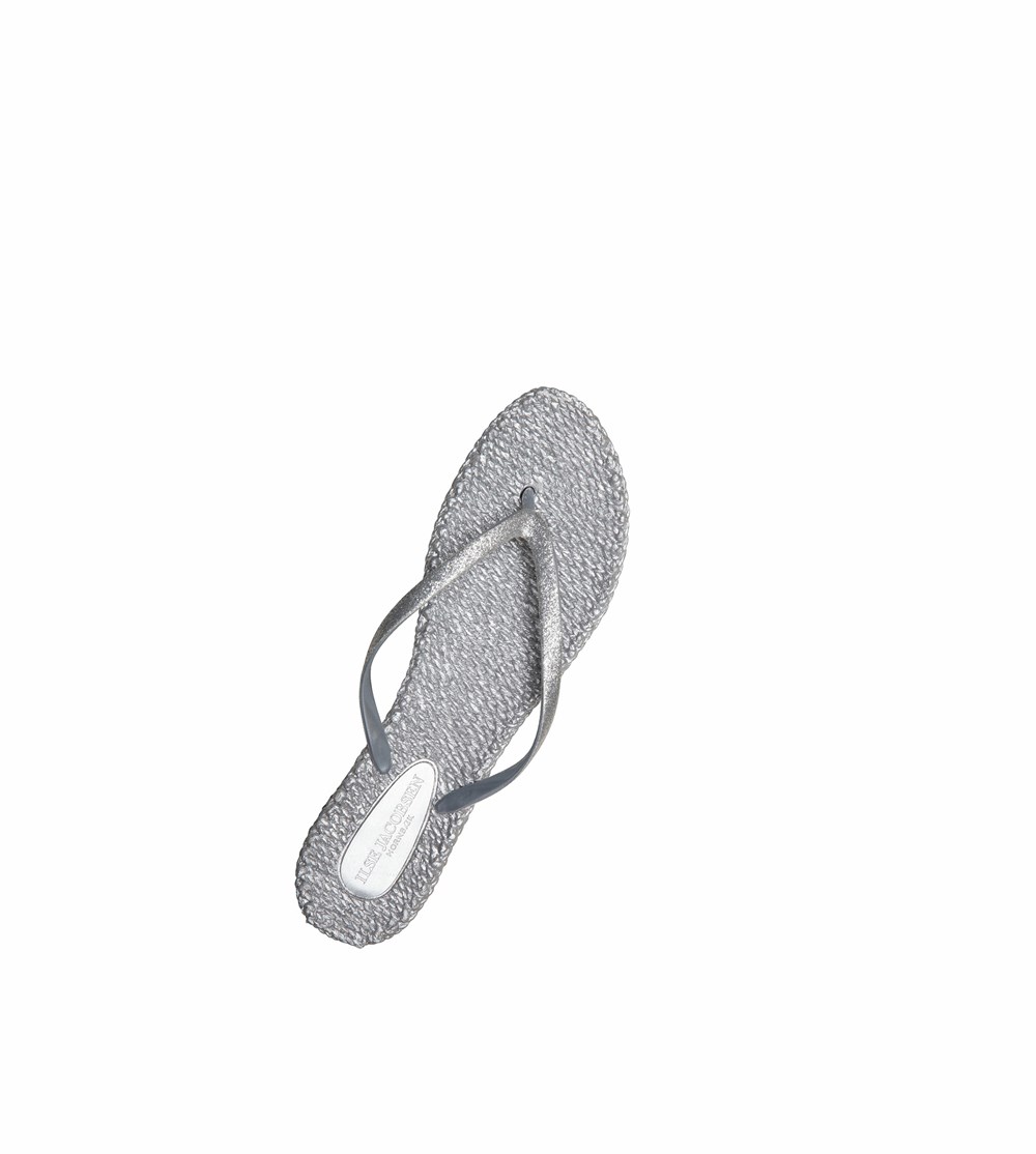 Women's Ilse Jacobsen With Glitter Flip Flops Silver | KV1307895