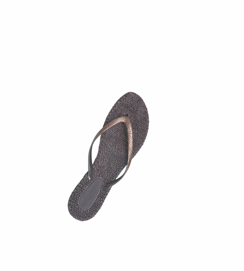 Women's Ilse Jacobsen With Glitter Flip Flops Black | PH9560241