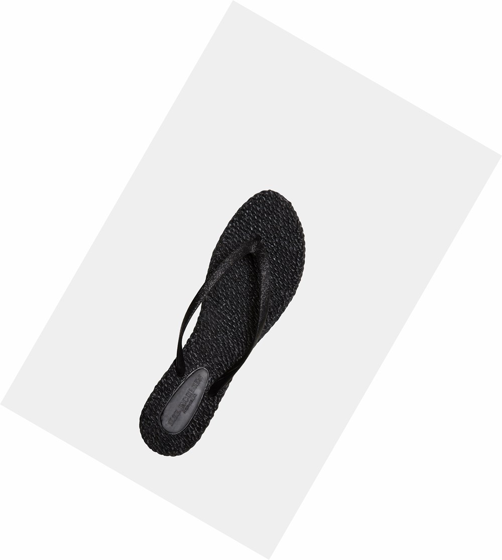 Women's Ilse Jacobsen With Glitter Flip Flops Black | RB6385402