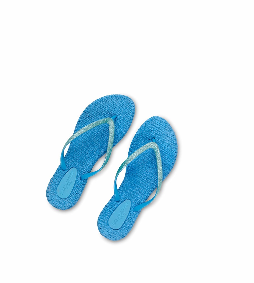 Women's Ilse Jacobsen With Glitter Flip Flops Blue | SD9031567