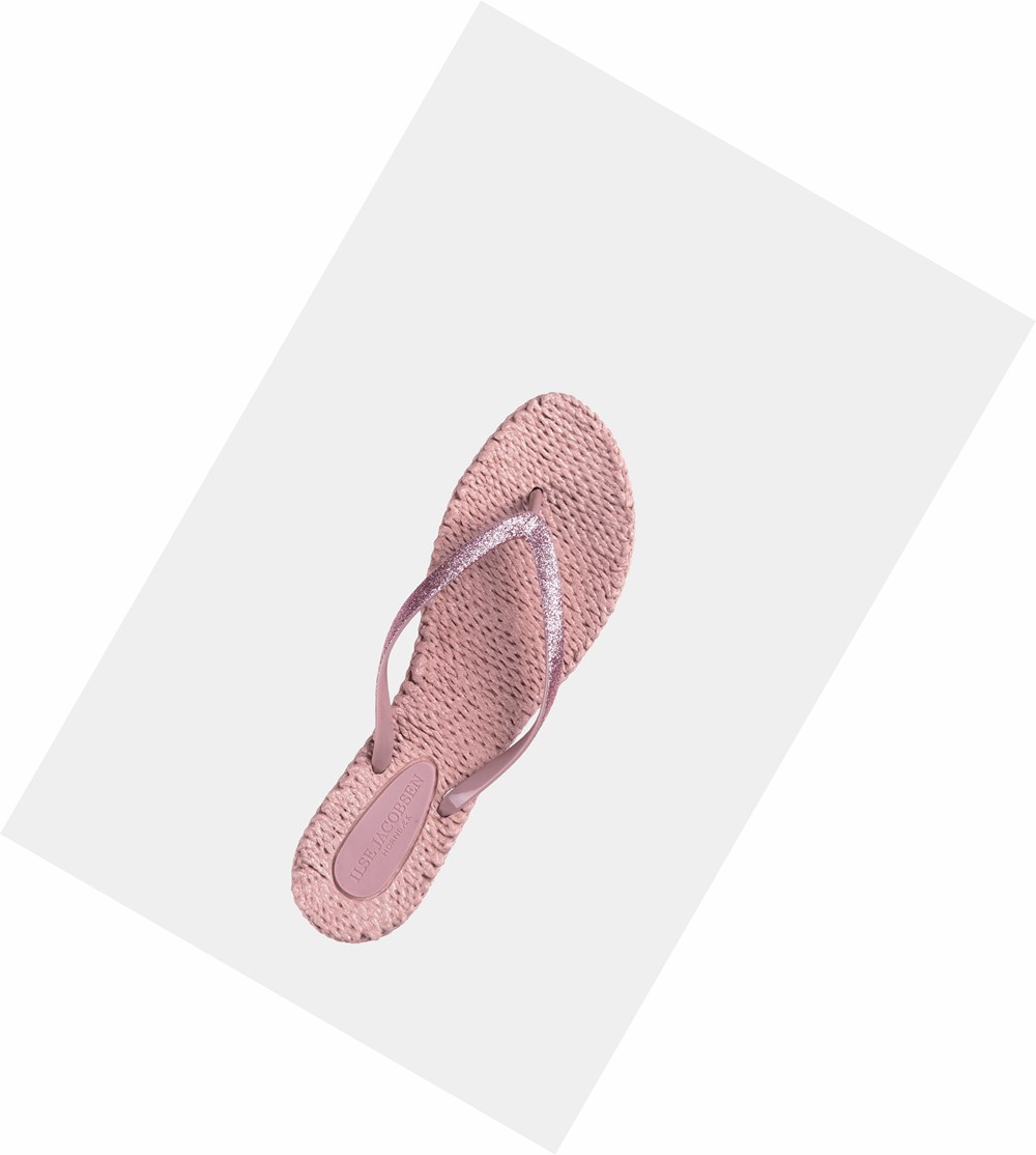 Women's Ilse Jacobsen With Glitter Flip Flops Rose | VQ8143925