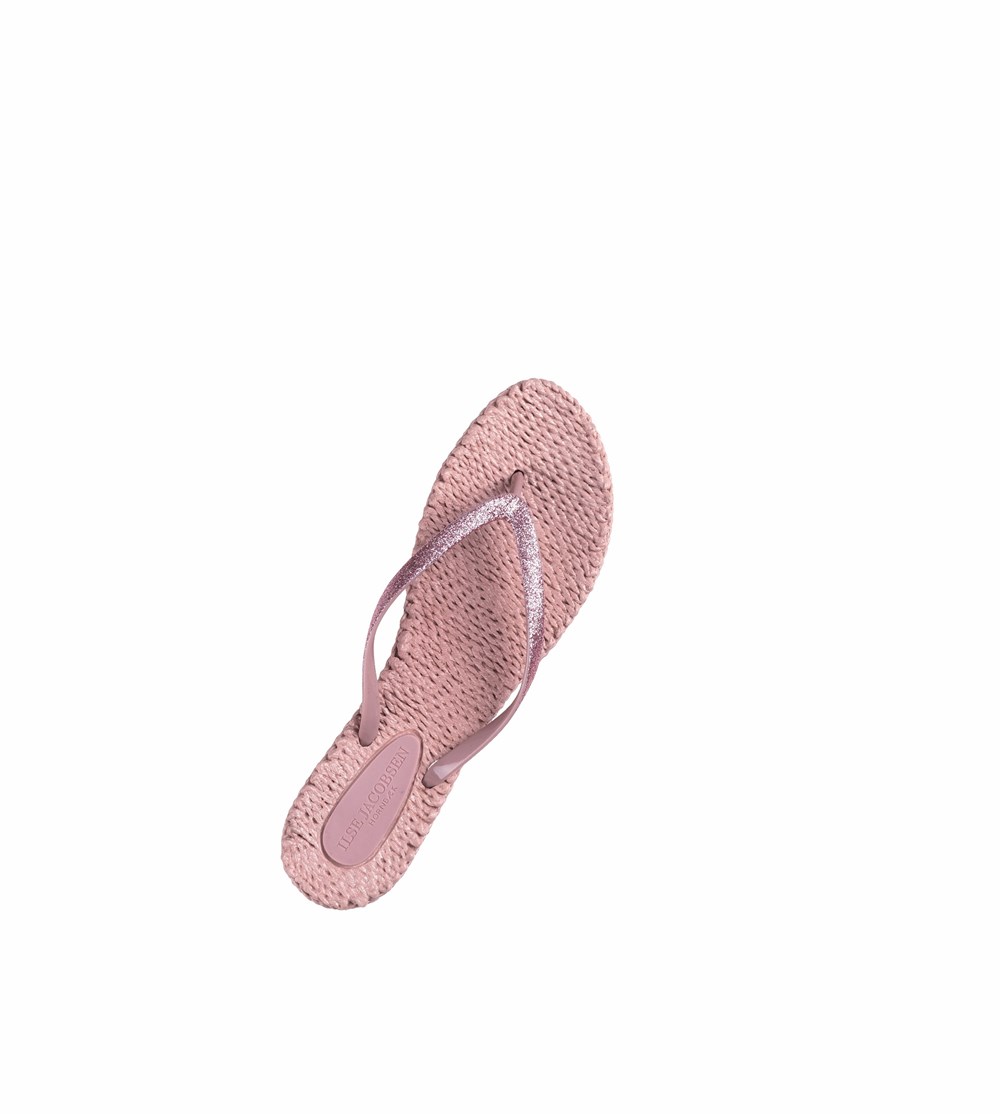 Women's Ilse Jacobsen With Glitter Flip Flops Rose | VQ8143925